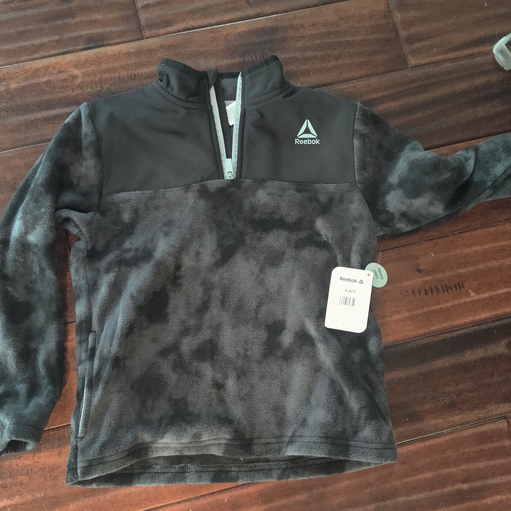 Reebok Kids Charcoal and Black Fleece Quarter Zip